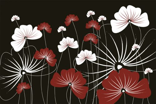 FLOWERS ON BLACK fotótapéta, poszter, vlies alapanyag, 375x250 cm