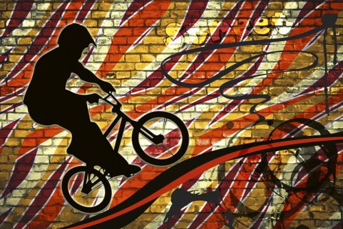 BICYCLE RED fotótapéta, poszter, vlies alapanyag, 375x250 cm