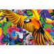 Vlies Fotótapéta - Colored parrot with colorful paint - 375x250 cm