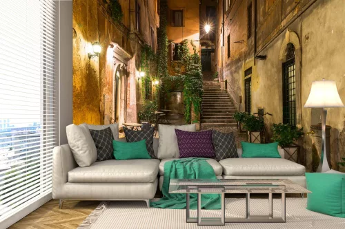 Vlies Fotótapéta - Old courtyard in Rome - 375x250 cm