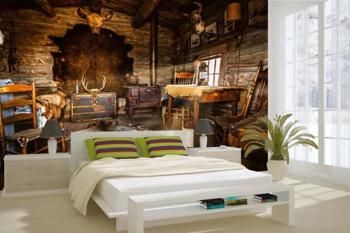 Vlies Fotótapéta - Wild west cabin interior - 375x250 cm