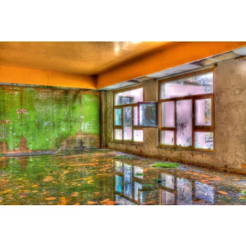 Vlies Fotótapéta - Orange and green room - 375x250 cm
