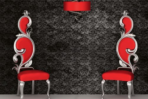 Vlies Fotótapéta - Two red chairs  - 375x250 cm