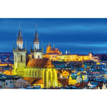 Vlies Fotótapéta - Prague, Night View - 375x250 cm