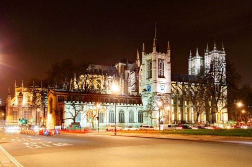 Vlies Fotótapéta - Westminster Abbey at night - 375x250 cm