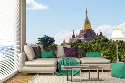 Vlies Fotótapéta - Ananda Buddhista templom, Mianmar - 375x250 cm