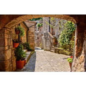 Vlies Fotótapéta - Arched Street in Tuscan - 375x250 cm