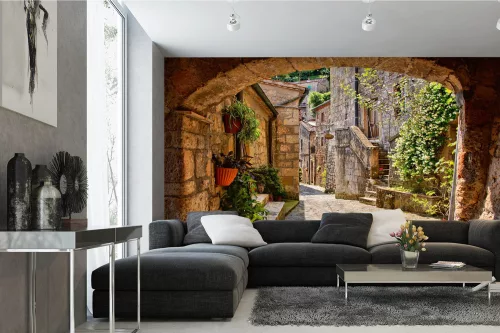 Vlies Fotótapéta - Arched Street in Tuscan - 375x250 cm