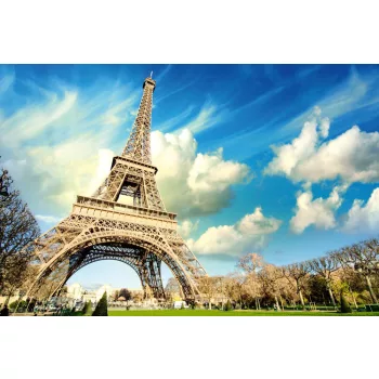 Vlies Fotótapéta - Eiffel Tower Sunny Day - 375x250 cm