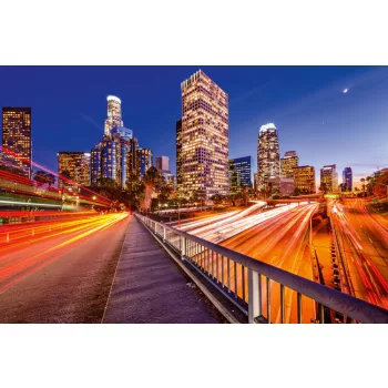   Vlies Fotótapéta - Los Angeles City Skyline at Night - 375x250 cm
