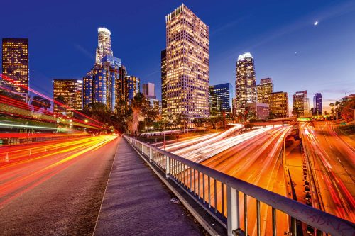 Vlies Fotótapéta - Los Angeles City Skyline at Night - 375x250 cm