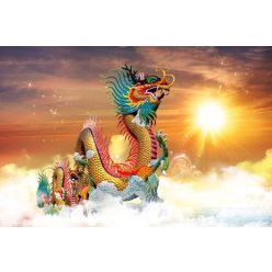 Vlies Fotótapéta - Chinese dragon at sunset - 375x250 cm