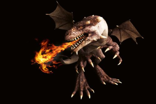 Vlies Fotótapéta - Fire breathing dragon - 375x250 cm