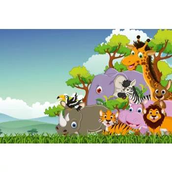 Vlies Fotótapéta - Wildlife animal cartoon - 375x250 cm