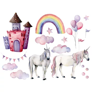   UNICORNS AND RAINBOW fotótapéta, poszter, vlies alapanyag, 375x250 cm