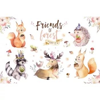 Vlies Fotótapéta - Forest friends - 375x250 cm