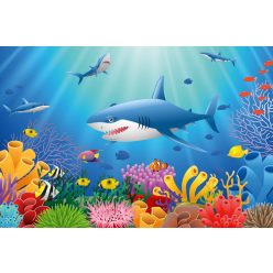 Vlies Fotótapéta - Shark with Coral Reef - 375x250 cm