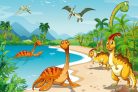 Vlies Fotótapéta - Dinosaurs on the beach - 375x250 cm