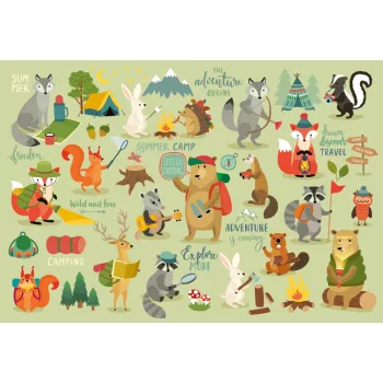   CAMPING ANIMALS fotótapéta, poszter, vlies alapanyag, 375x250 cm