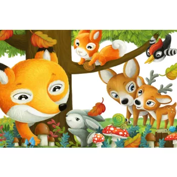 Vlies Fotótapéta - Forest animals friends - 375x250 cm