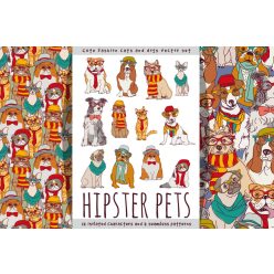 Vlies Fotótapéta - Hipster pets - 375x250 cm