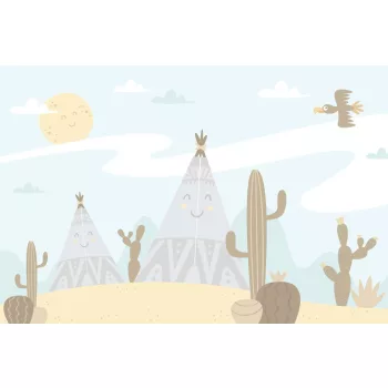 Vlies Fotótapéta - Tents and cactus - 375x250 cm