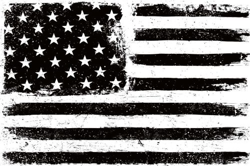 Vlies Fotótapéta - American Flag in Black and White - 375x250 cm