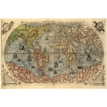 Vlies Fotótapéta - Ancient Map of the World - 375x250 cm