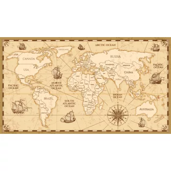   ANTIQUE WORLD MAP fotótapéta, poszter, vlies alapanyag, 375x250 cm