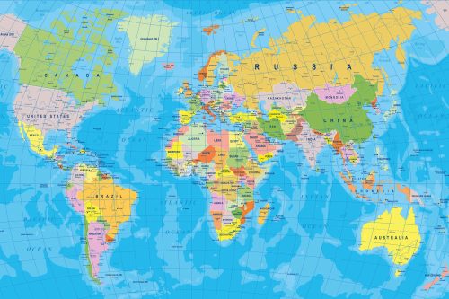 Vlies Fotótapéta - Colored World Map - 375x250 cm