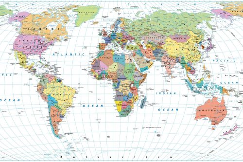 Vlies Fotótapéta - Detailed Colored World Map - 375x250 cm