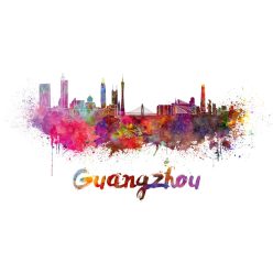 Vlies Fotótapéta - Guangzhou Skyline - 375x250 cm