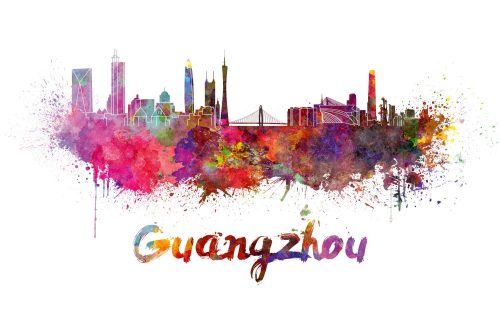 Vlies Fotótapéta - Guangzhou Skyline - 375x250 cm