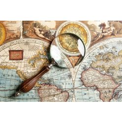   MAGNIFYING GLASS AND OLD MAP fotótapéta, poszter, vlies alapanyag, 375x250 cm