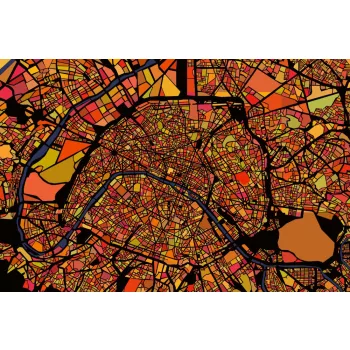 Vlies Fotótapéta - Map of Paris - 375x250 cm