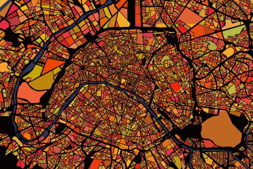 Vlies Fotótapéta - Map of Paris - 375x250 cm