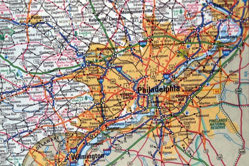 Vlies Fotótapéta - Map of Philadelhia - 375x250 cm