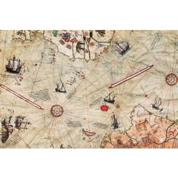 Vlies Fotótapéta - Map of Piri Reis - 375x250 cm