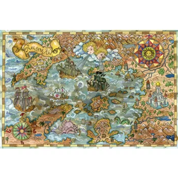 Vlies Fotótapéta - Map with Pirate Ships - 375x250 cm