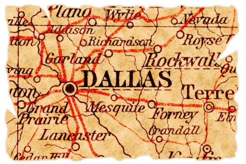 Vlies Fotótapéta - Old Map of Dallas - 375x250 cm