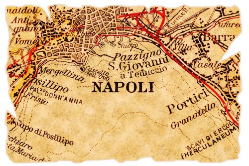 Vlies Fotótapéta - Old Map of Naples - 375x250 cm