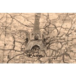   Vlies Fotótapéta - Retro Eiffel Tower on a Map - 375x250 cm