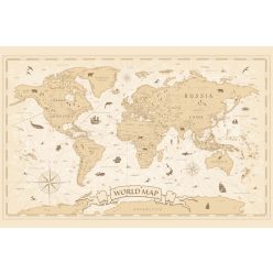 Vlies Fotótapéta - Vintage Cartoon Map - 375x250 cm