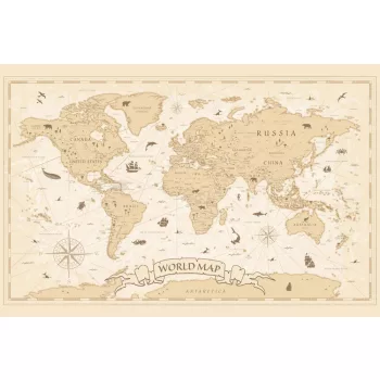 Vlies Fotótapéta - Vintage Cartoon Map - 375x250 cm