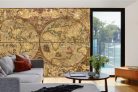 Vlies Fotótapéta - Vintage Illustration with Atlas Map - 375x250 cm