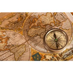 Vlies Fotótapéta - Vintage Map and Compass - 375x250 cm