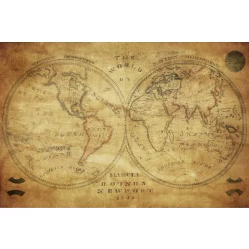Vlies Fotótapéta - Vintage Map of the World - 375x250 cm