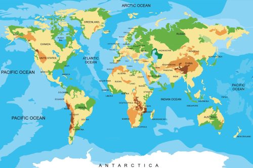Vlies Fotótapéta - World Map Illustration - 375x250 cm