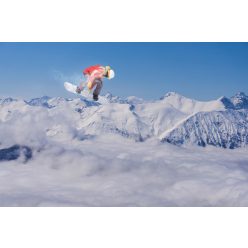   Vlies Fotótapéta - Flying snowboarder on mountains - 375x250 cm