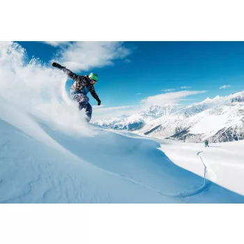 Vlies Fotótapéta - Riding snowboarder - 375x250 cm